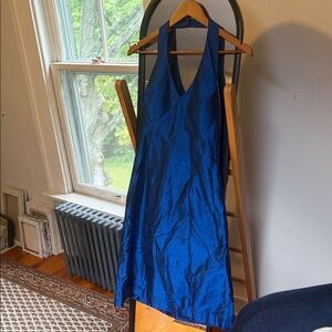 Kimera NYC Raw Silk Elegant Blue Sleeveless Dress
